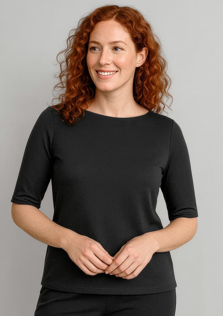 Camille Womens Short Sleeve T-Top — Black