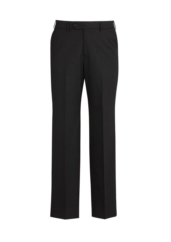 Comfort Wool Stretch Mens Flat Front Pant — Black