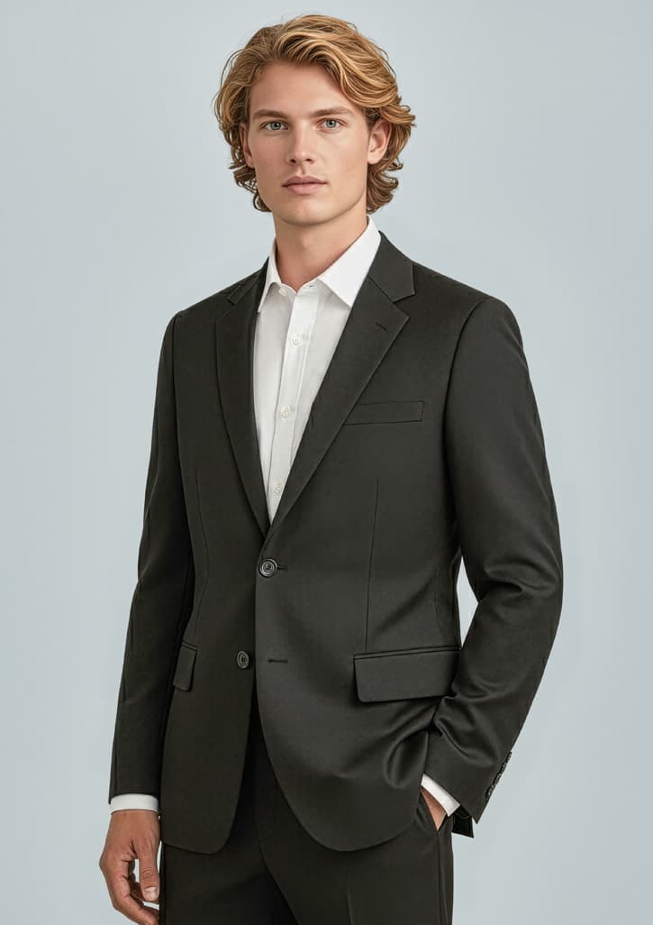 Cool Stretch Mens 2 Button Classic Jacket — Black