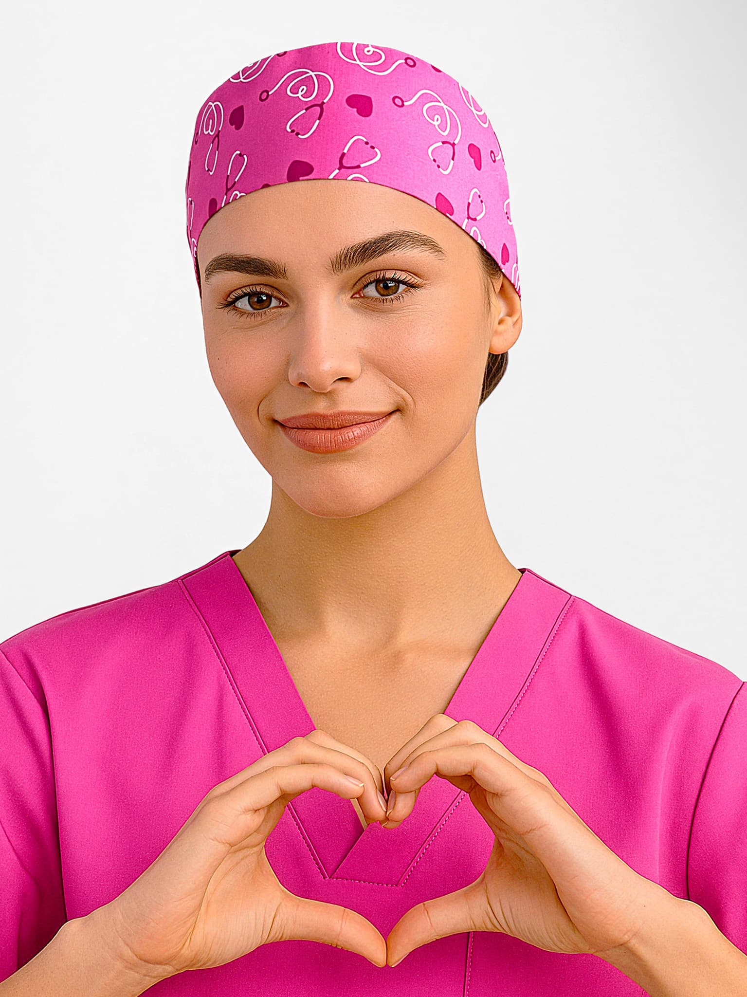Pink Unisex Printed Scrub Cap — Pink