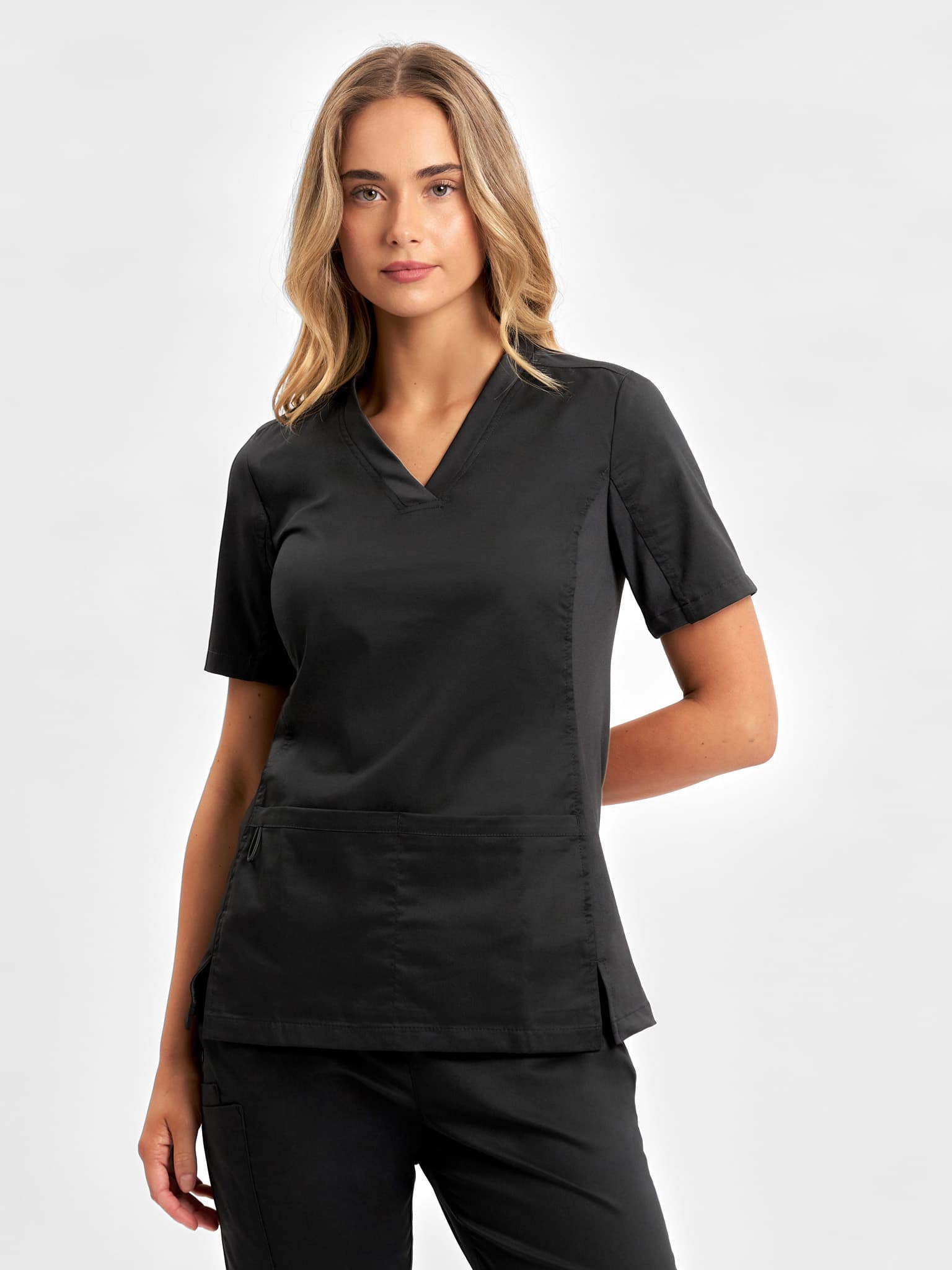 Riley Womens Stretch Scrub Top — Black