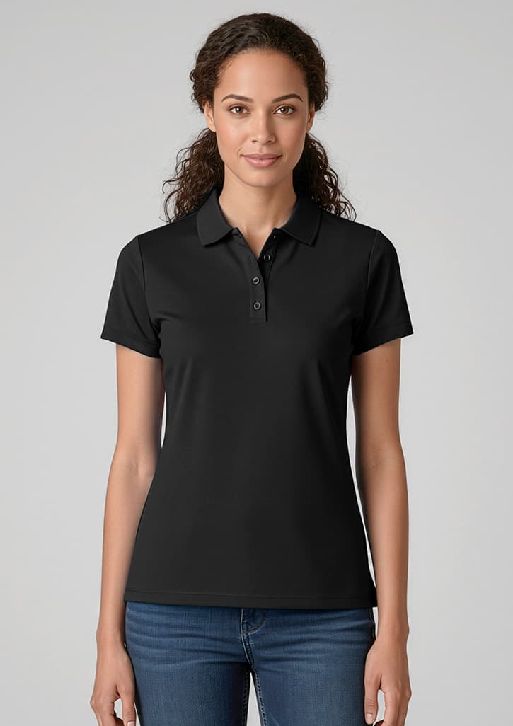 Action Womens Short Sleeve Polo — Black