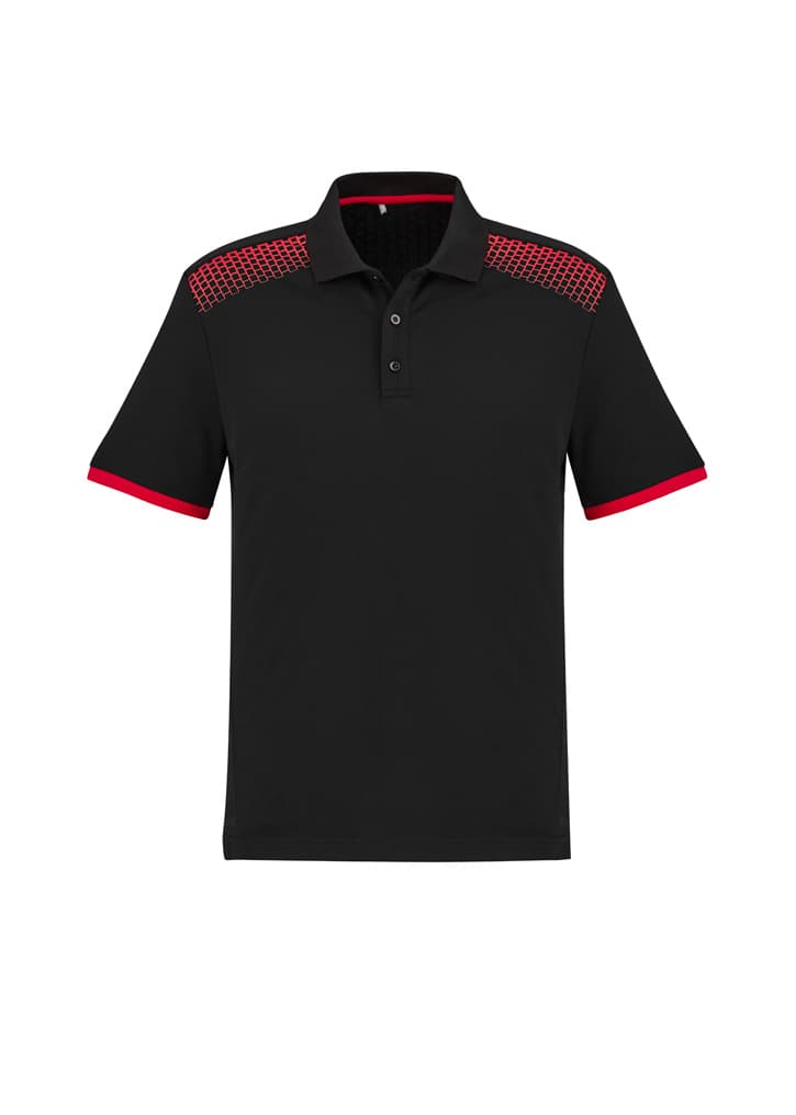 Galaxy Mens Short Sleeve Polo — Black/Red