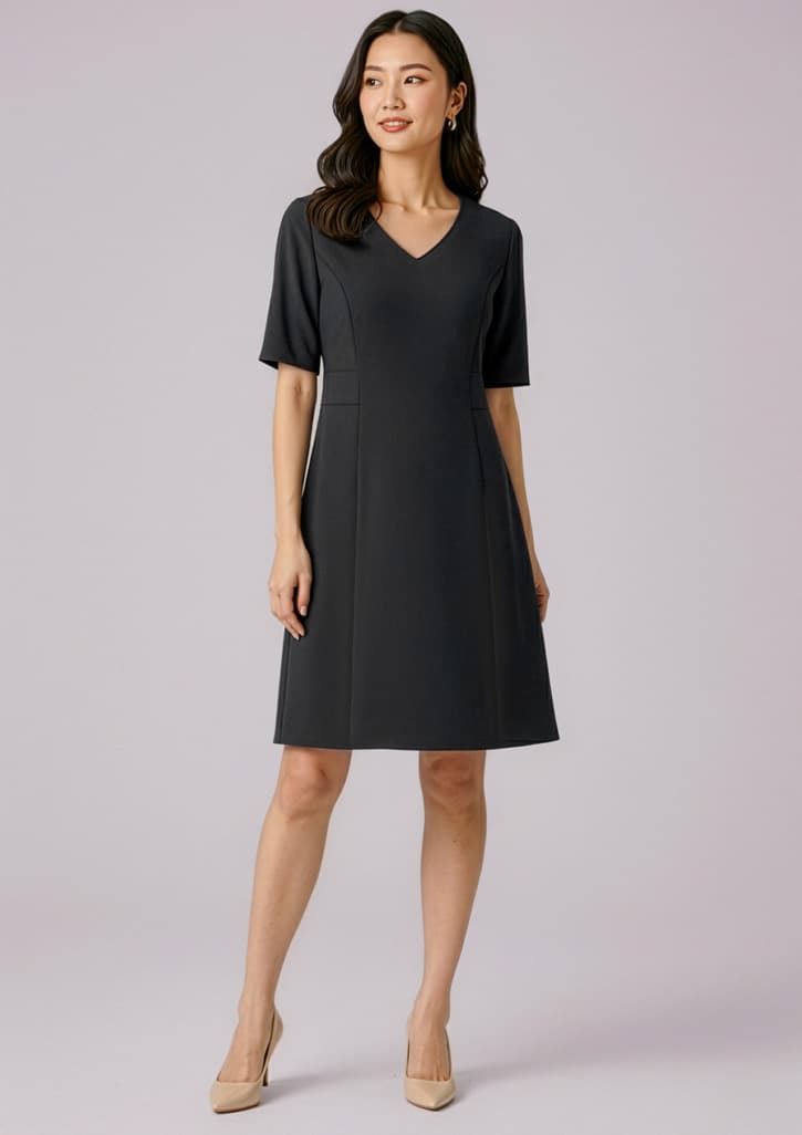 Siena Womens Extended Short Sleeve Dress — Black