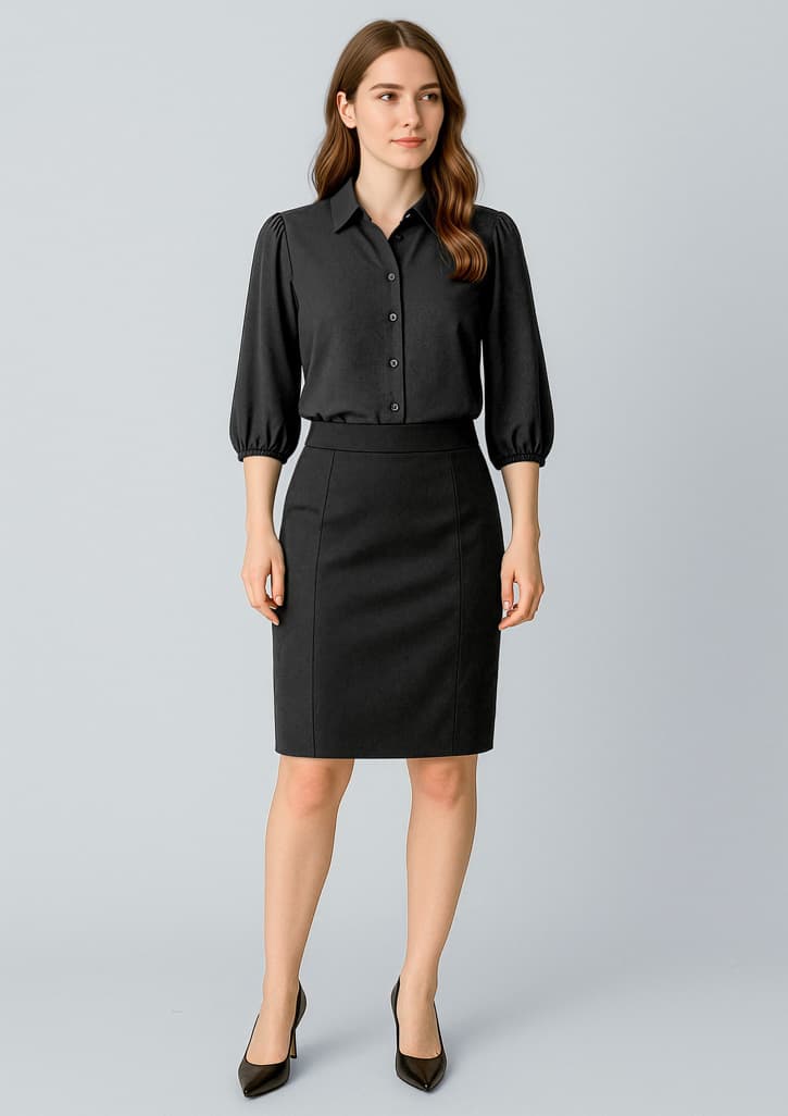 Cool Stretch Womens Mid-waist Pencil Skirt — Black