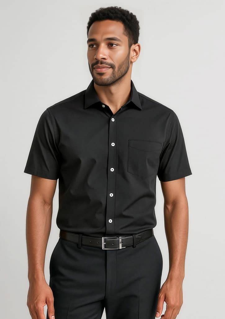 Charlie Mens Classic Fit Short Sleeve Shirt — Black