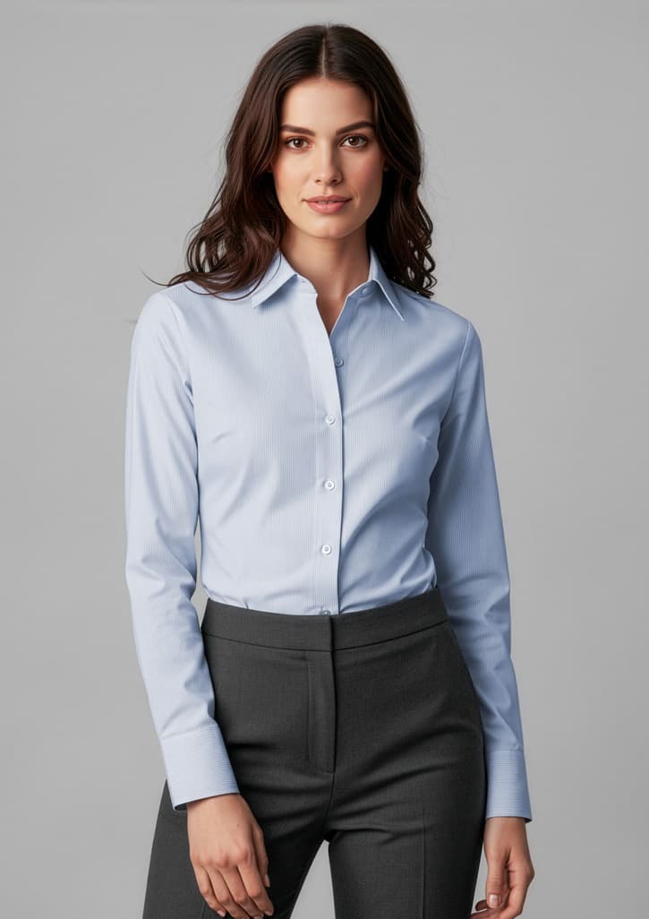 Ambassador Womens Long Sleeve Shirt — Blue