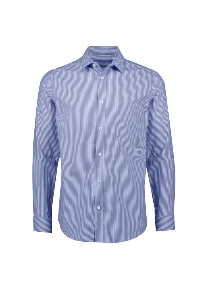 Conran Mens Classic Long Sleeve Shirt — French Blue/White