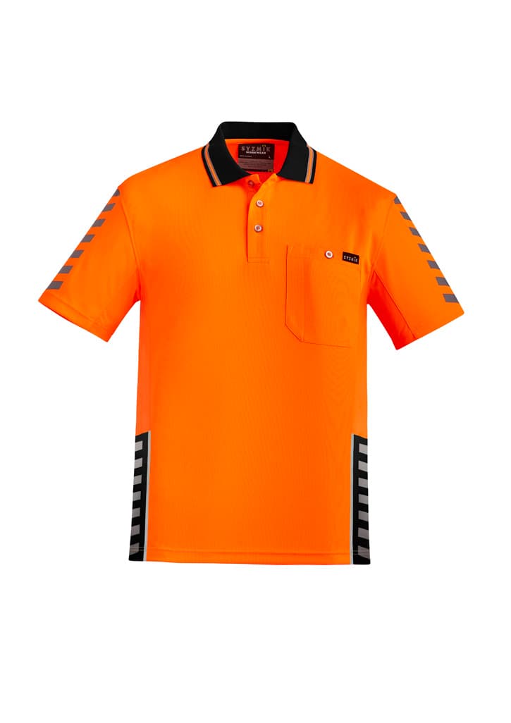 Mens Hi Vis Komodo Short Sleeve Polo — Orange/Black