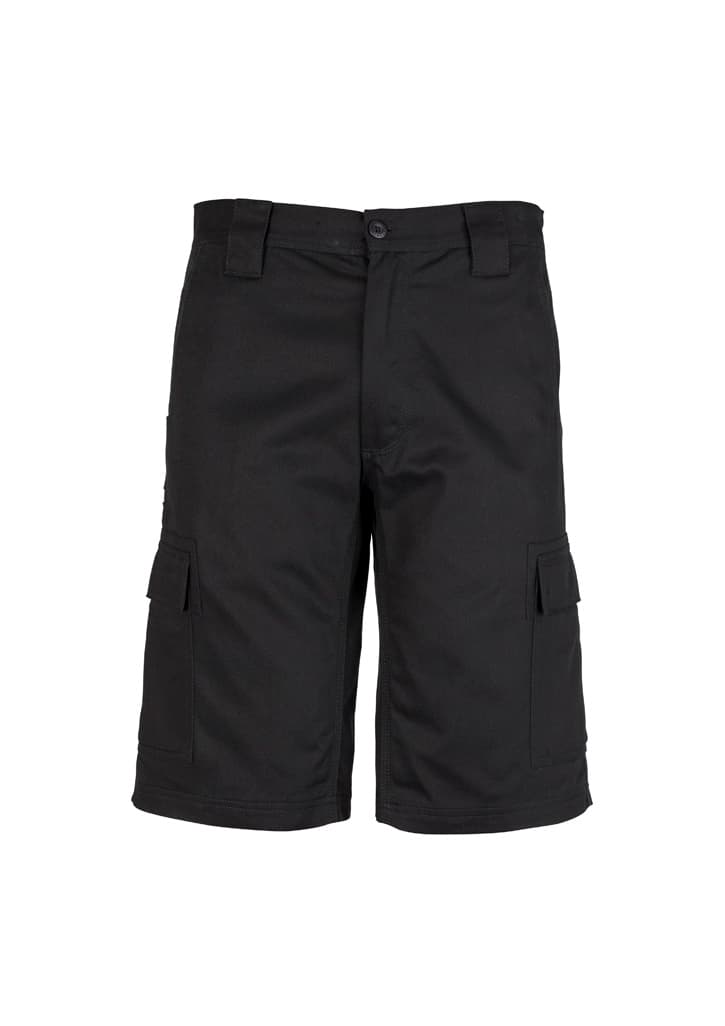 Mens Midweight Drill Cargo Short — Black