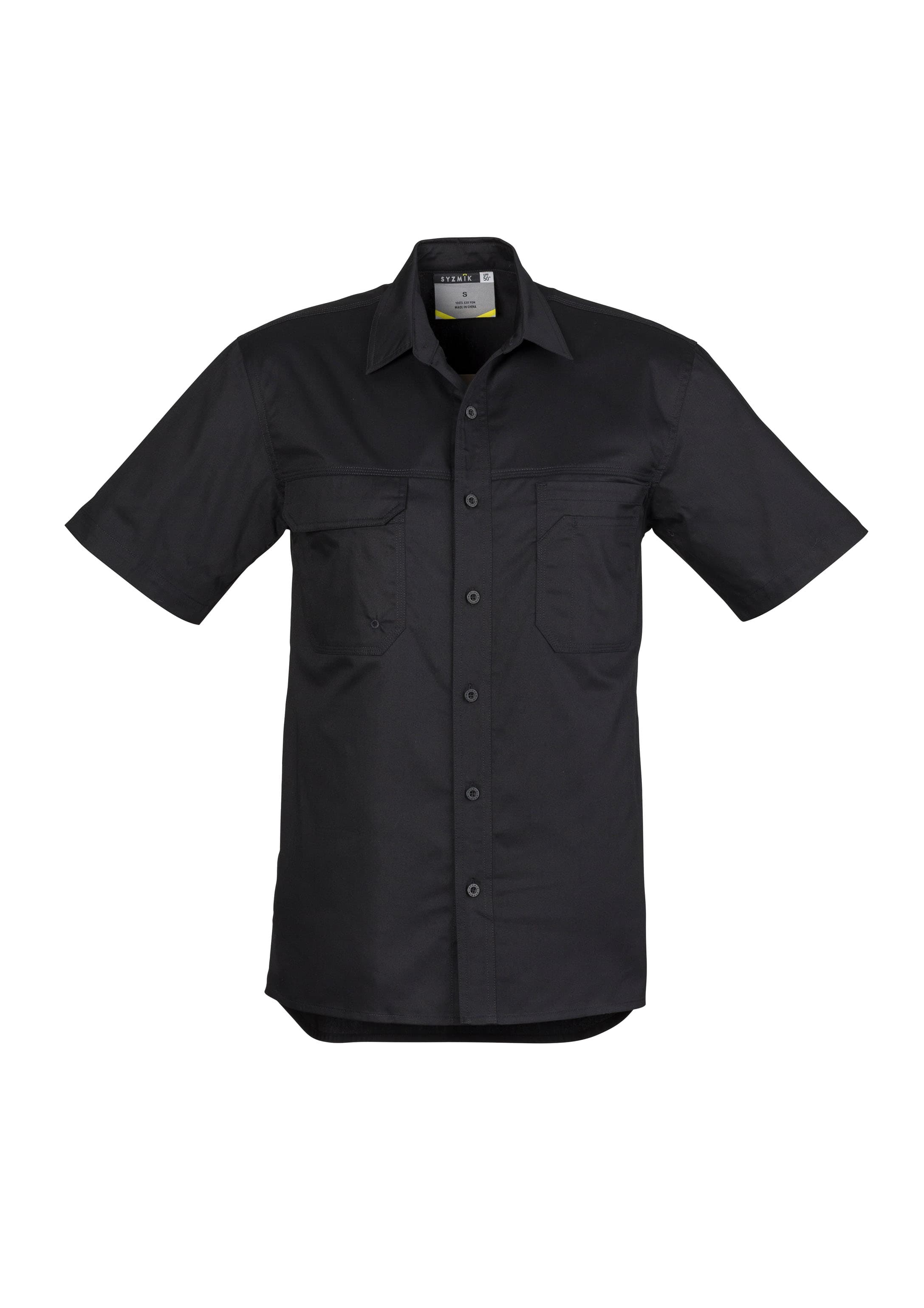 Mens Lightweight Tradie Short Sleeve Shirt — Black