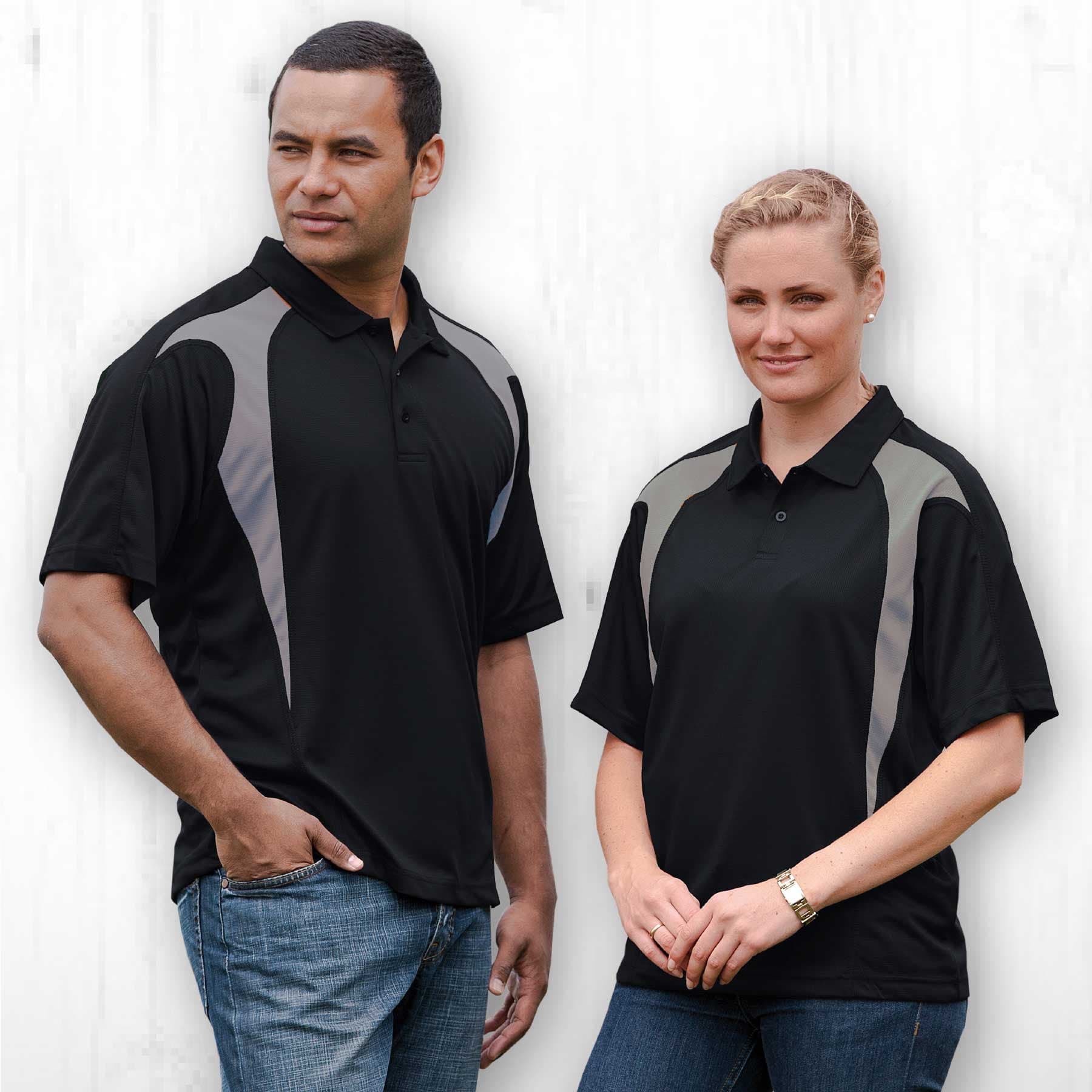 Dri Gear Spliced Zenith Impact Polo — Black/Aluminium