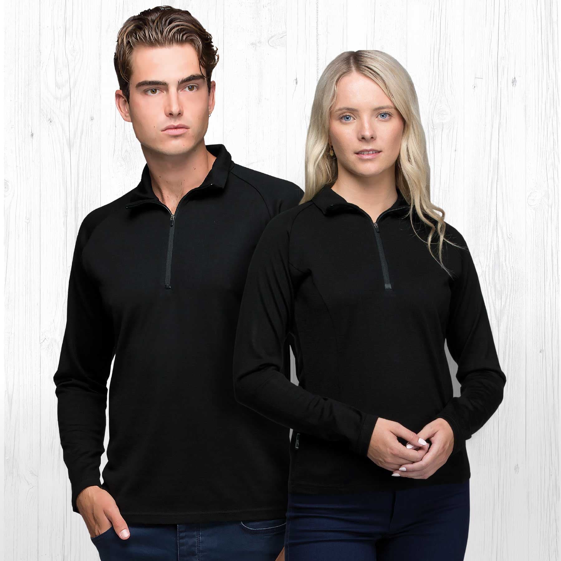 Merino Zip Pullover - Mens — Black