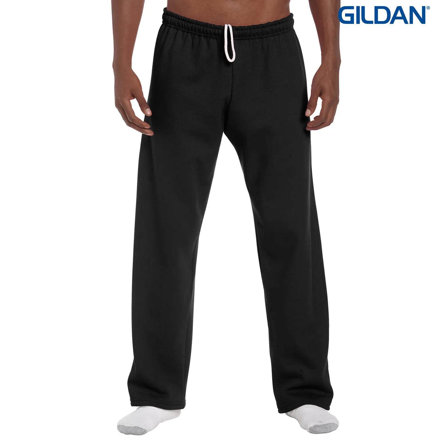 18400 Heavy Blend Adult Open Bottom Sweatpants — Black