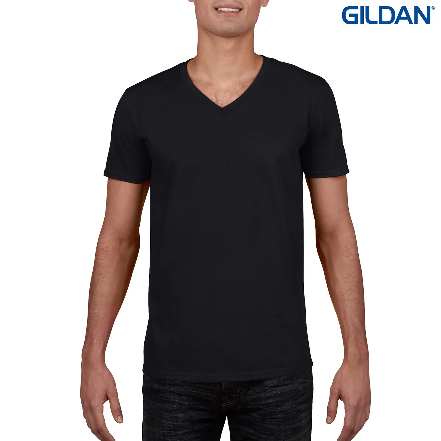 64V00 Gildan Softstyle Adult V-Neck T-Shirt  — Black