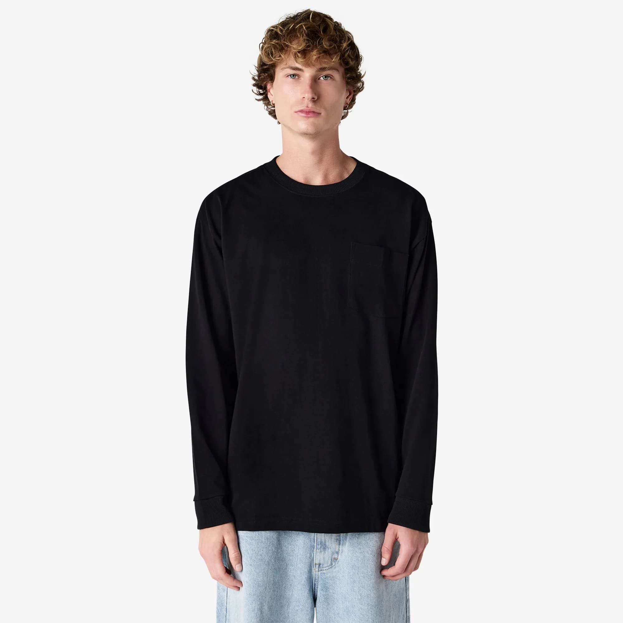 9410 American Apparel Super Heavyweight Long Sleeve T-Shirt with Pocket — Black