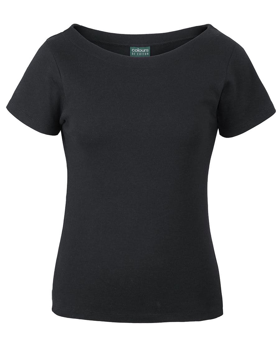 C of C LADIES S/S BOAT NECK TEE — Black