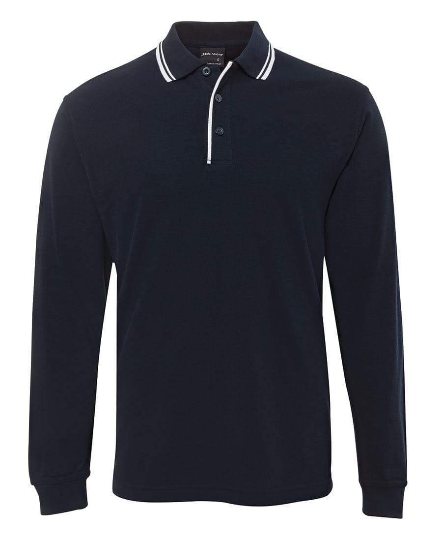 JB's L/S C/TRAST POLO NAVY/WHITE-2XS — Navy/White
