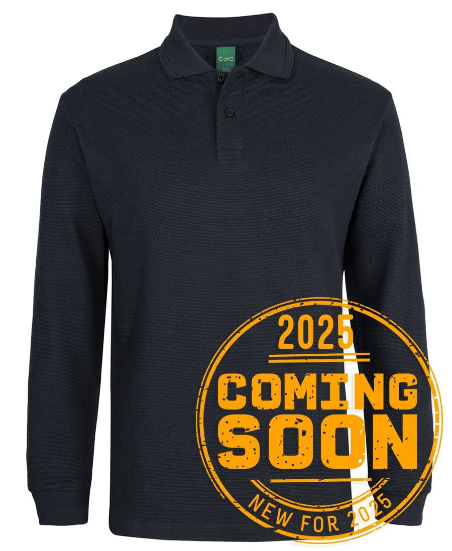 C of C L/S 320G POPCORN COTTON POLO — Black