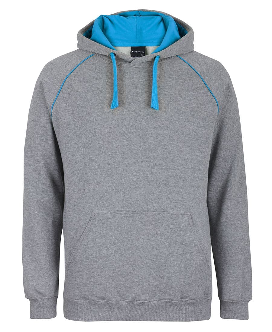 JB's CONTRAST FLEECY HOODIE BLACK/RED-04 — 13% Marle/Aqua