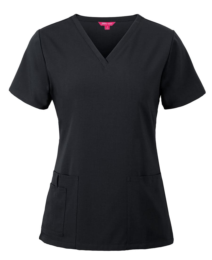 JB's LADIES NU SCRUB TOP — Black