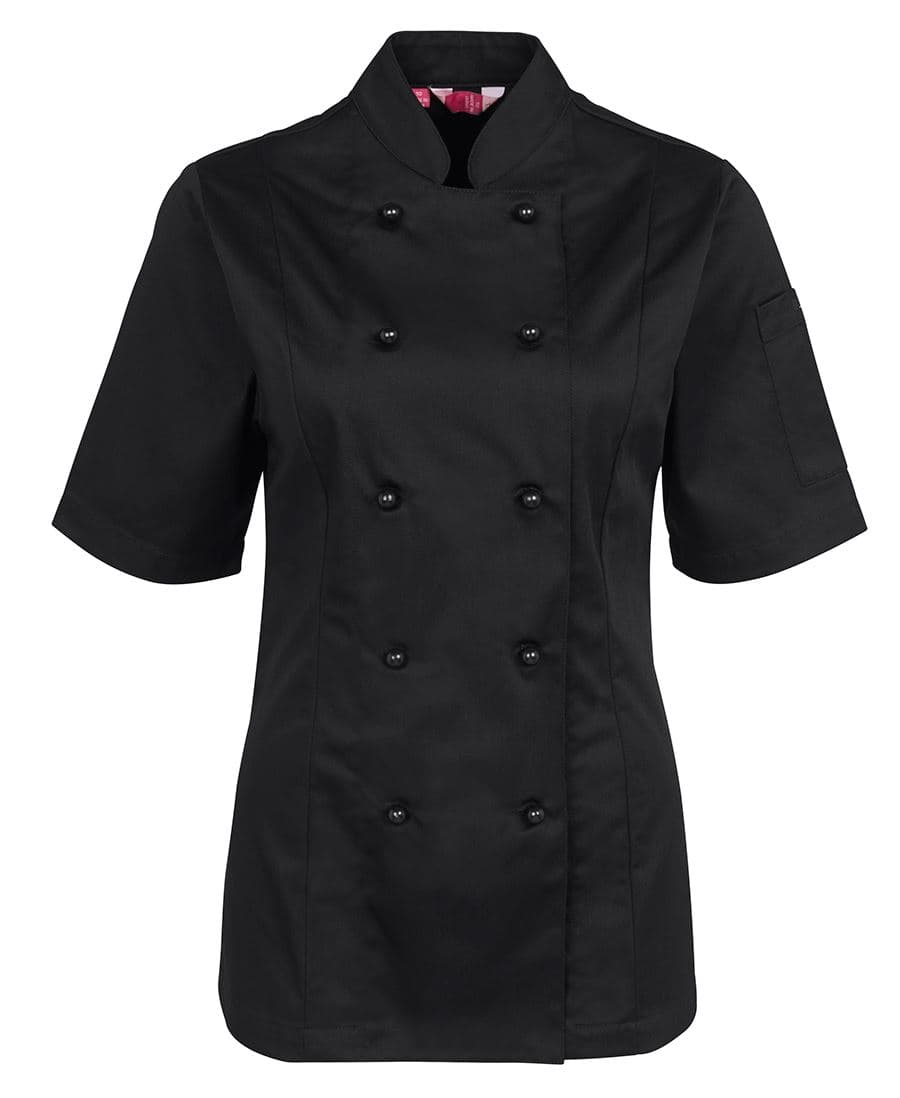 JB's LADIES S/S CHEF'S JACKET BLACK-06 — Black