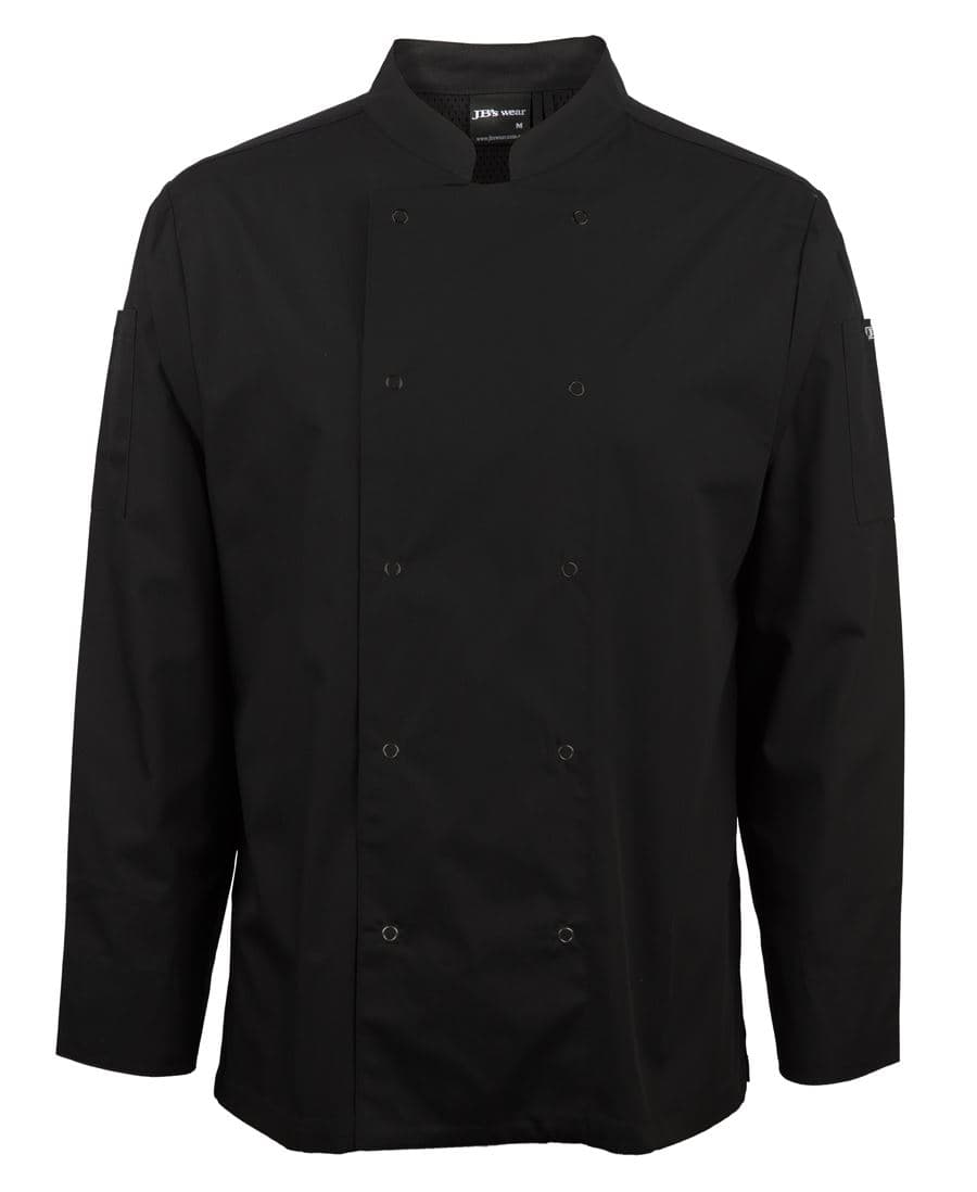 JB's L/S SNAP BUTTON CHEFS JACKET BLACK-3XS — Black