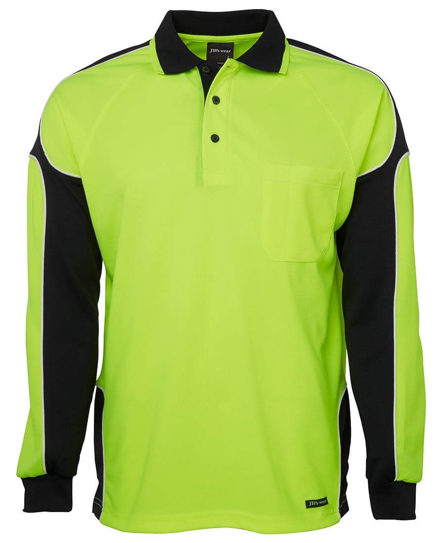 JB's HV 4602.1 L/S ARM PANEL POLO LIME/BLACK-2XS — Lime/Black