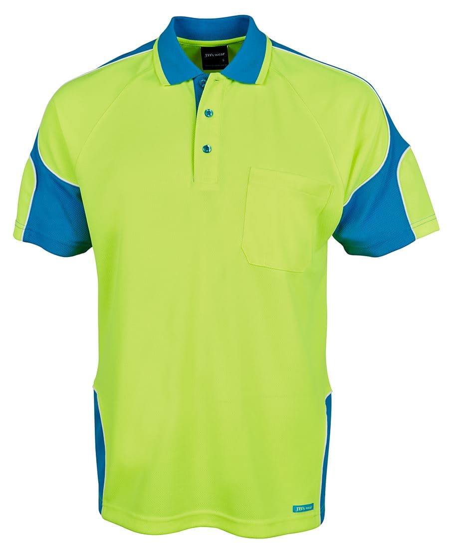 JB's HV 4602.1 S/S ARM PANEL POLO LIME/BLACK-2XS — Lime/Aqua