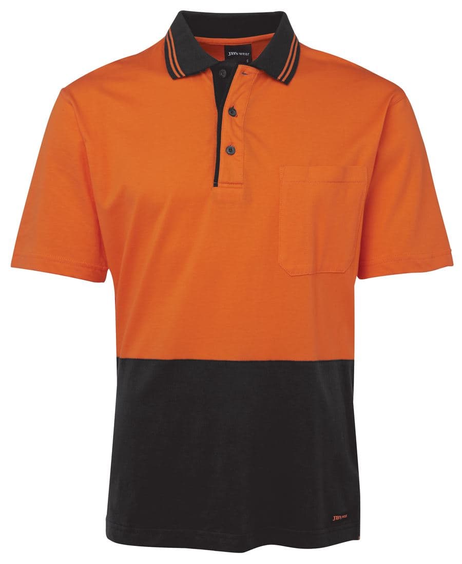 JB's HV S/S COTTON POLO YELLOW/BLACK-2XS — Orange/Black