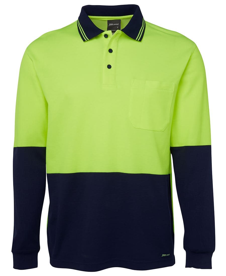 JB's HV L/S COTTON BACK POLO LIME/NAVY-2XS — Lime/Navy