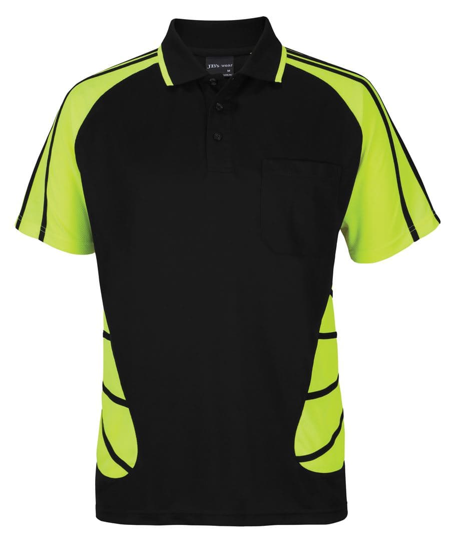 JB's STREET SPIDER POLO — Black/Lime