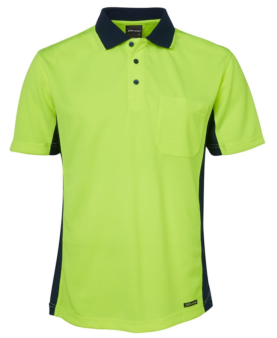 JB's HV S/S SPORT POLO LIME/NAVY -XS — Lime/Navy