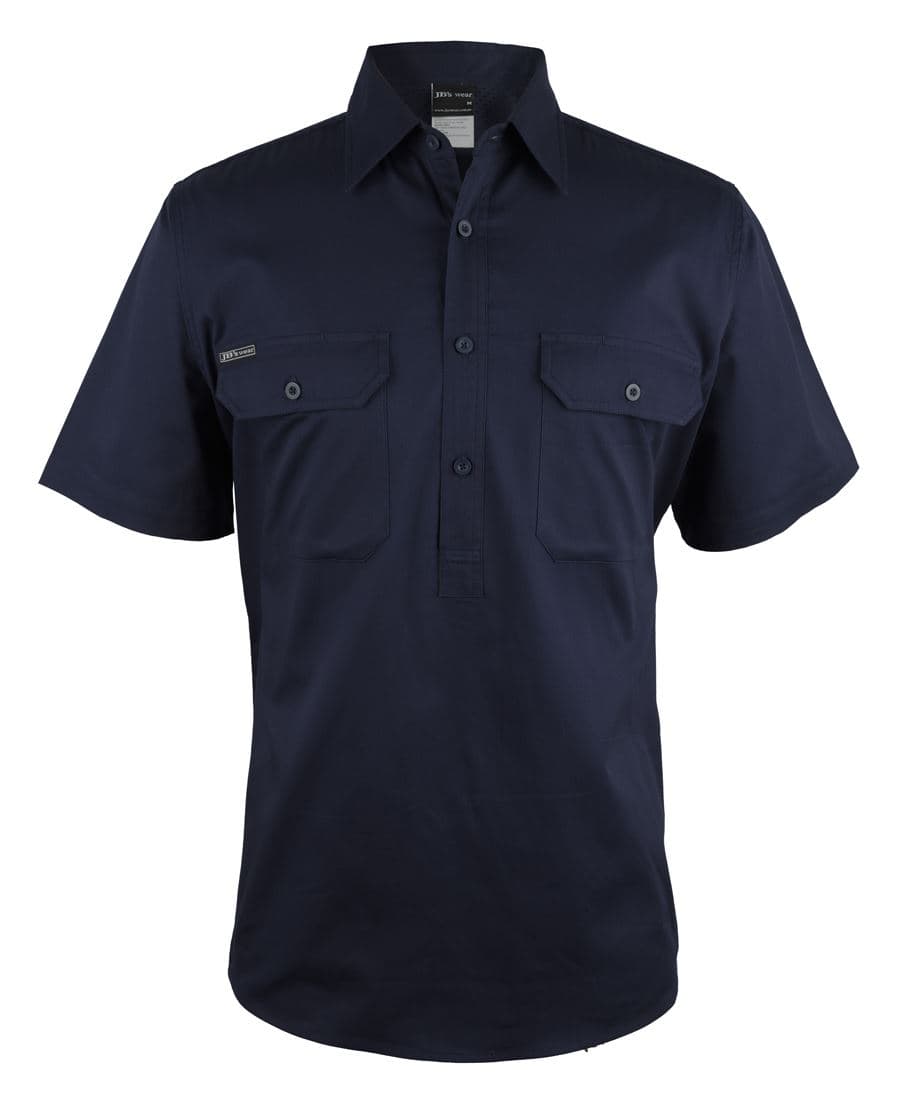 JB's CLOSE FRONT S/S 150G WORK SHIRT — Navy