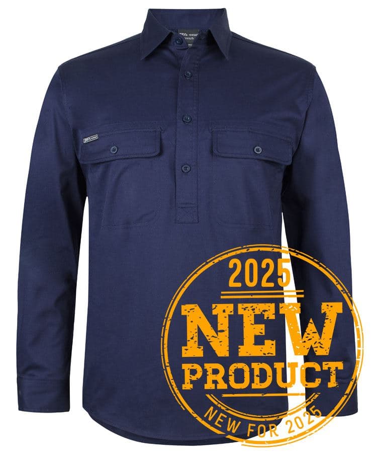 JB's L/S 150G STRETCH CLOSE FRONT WORK SHIRT — Navy