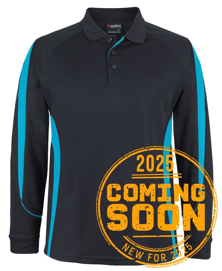 PDM L/S BELL POLO — Black/Aqua