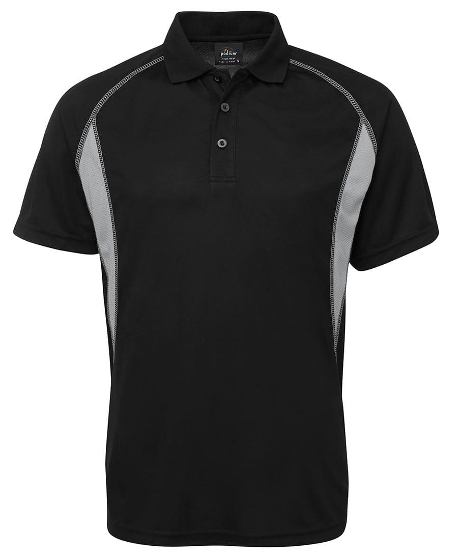 PODIUM INSERT POLO BLACK/GREY-S — Black/Grey