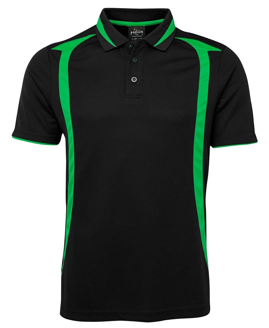 PODIUM SWIRL POLO — Black/Pea Green