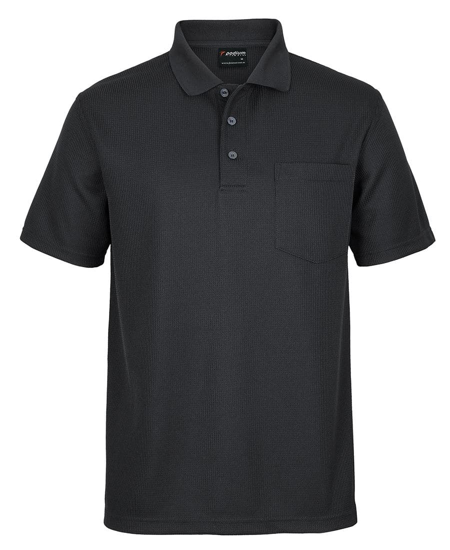 PODIUM WAFFLE POCKET POLO BLACK-S — Black