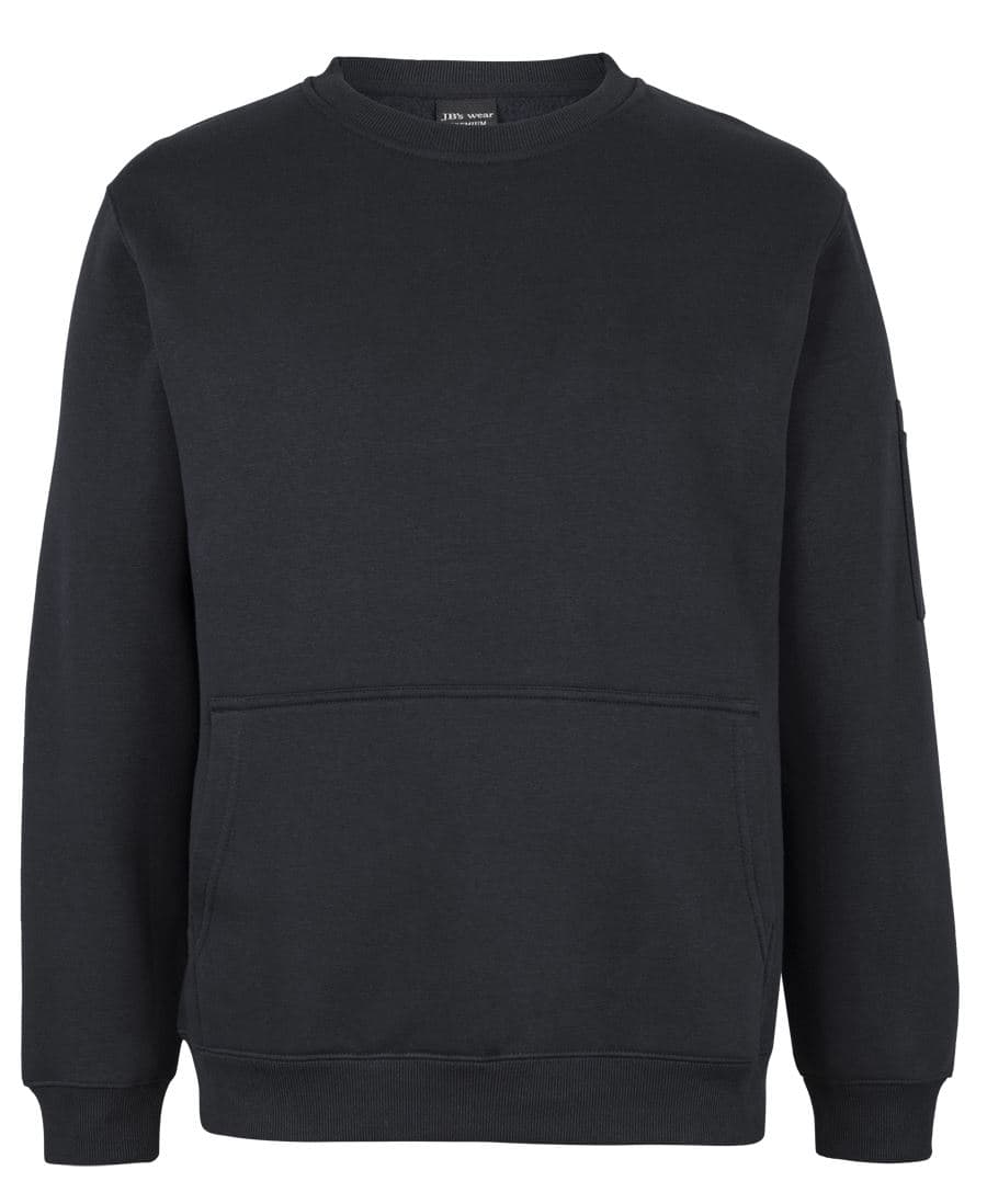 JB's 350 PREMIUM TRADE CREW NECK FLEECE CHAR MARLE/BLACK-2XS — Black/Black