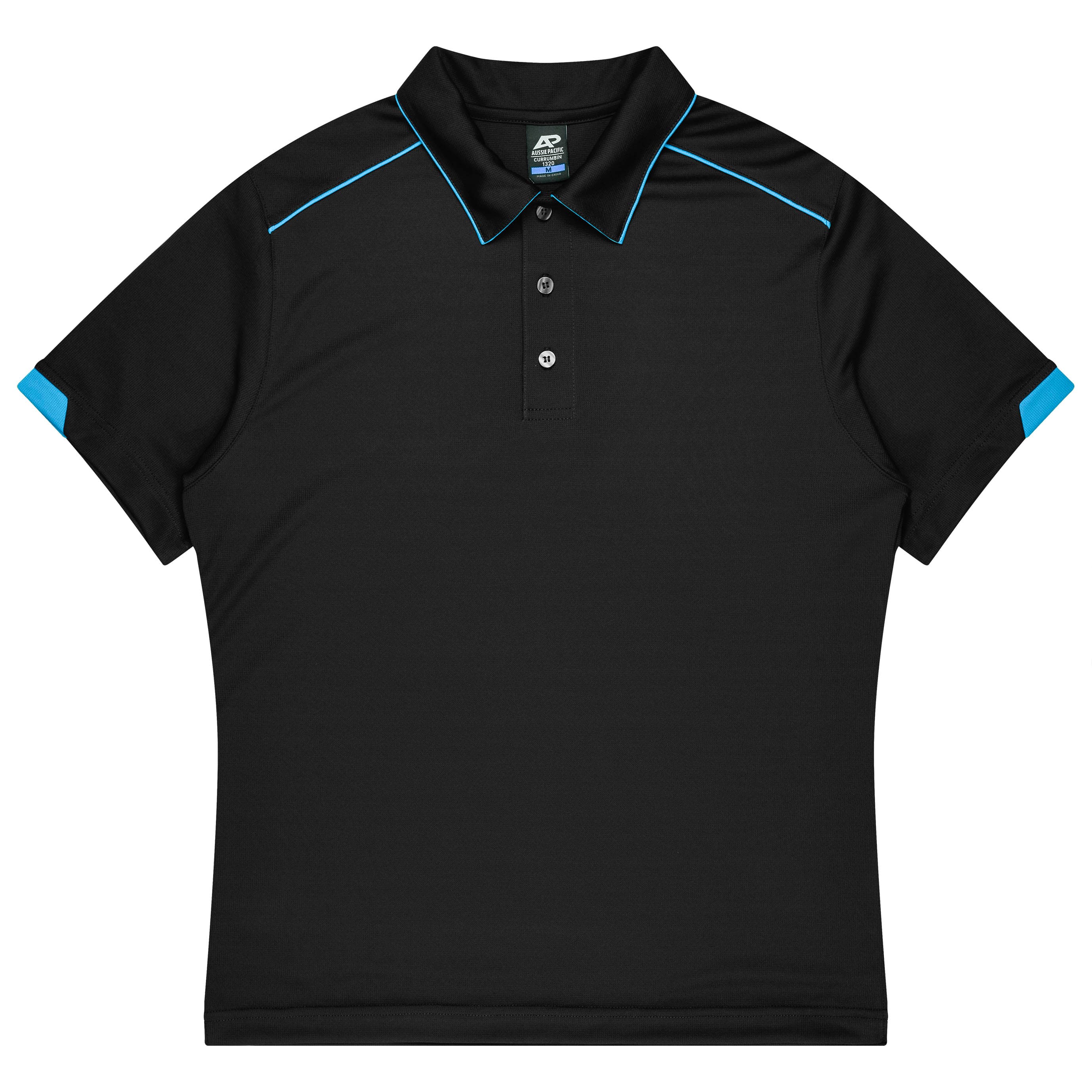 CURRUMBIN KIDS POLOS - 3320 — BLACK/CYAN