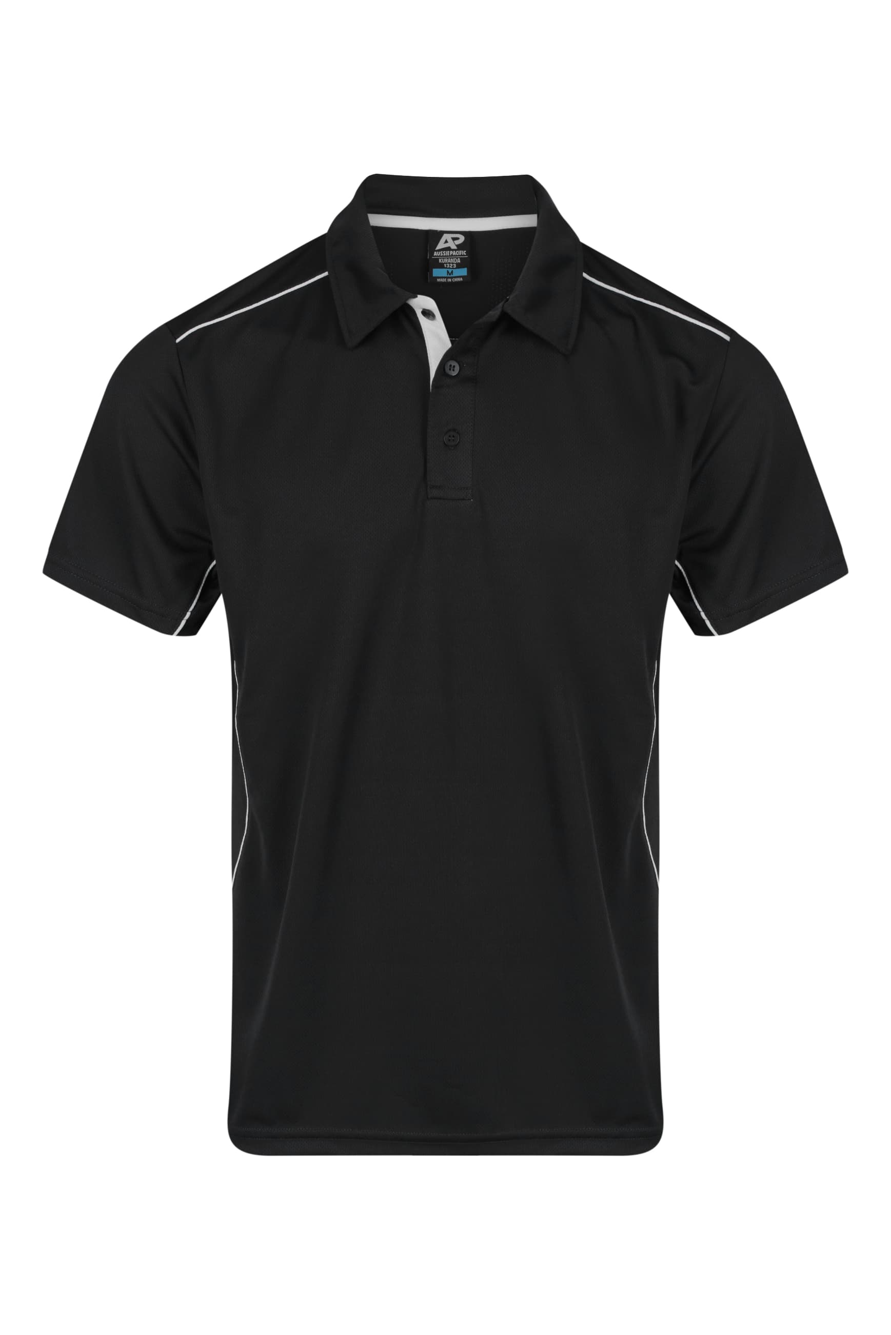 KURANDA MENS POLOS - 1323 — BLACK/WHITE