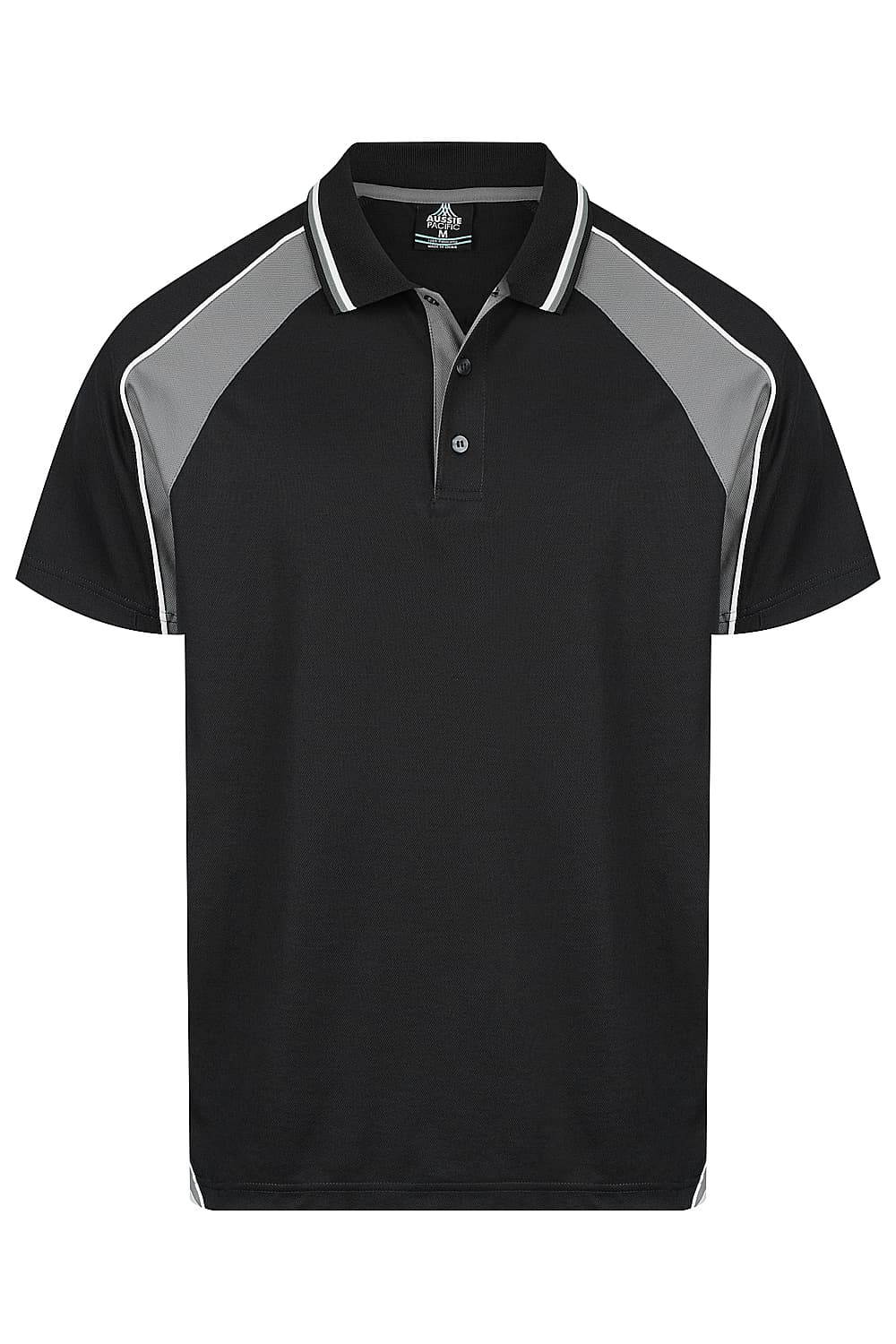 PANORAMA MENS POLOS - 1309 — BLACK/ASHE/WHITE