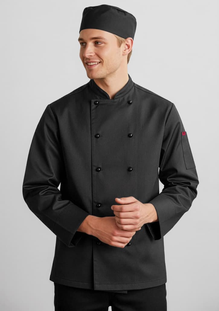 Al Dente Mens Long Sleeve Chef Jacket — Black