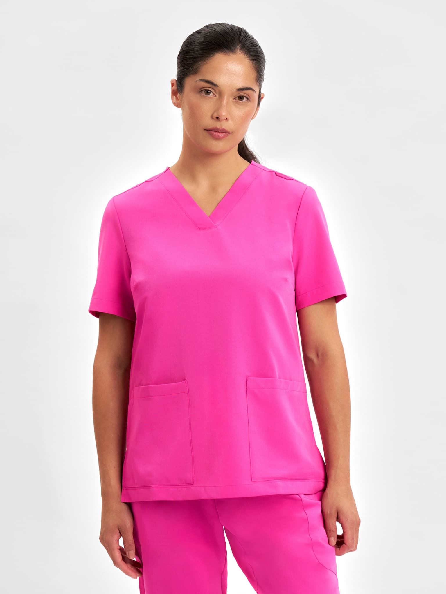 Pink Womens V-Neck Scrub Top — Pink