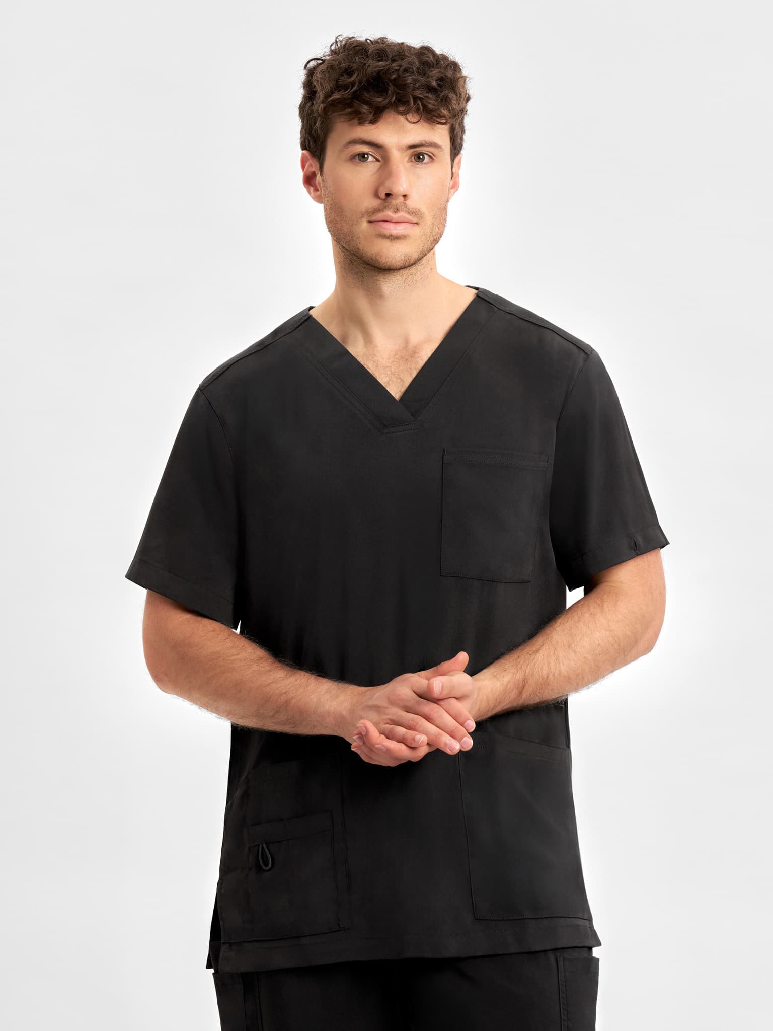 Avery Mens V-Neck Scrub Top — Black