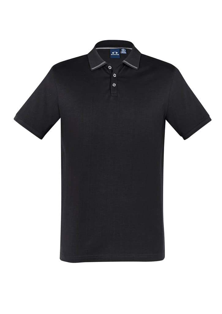 Aston Mens Short Sleeve Polo — Black/Silver Grey