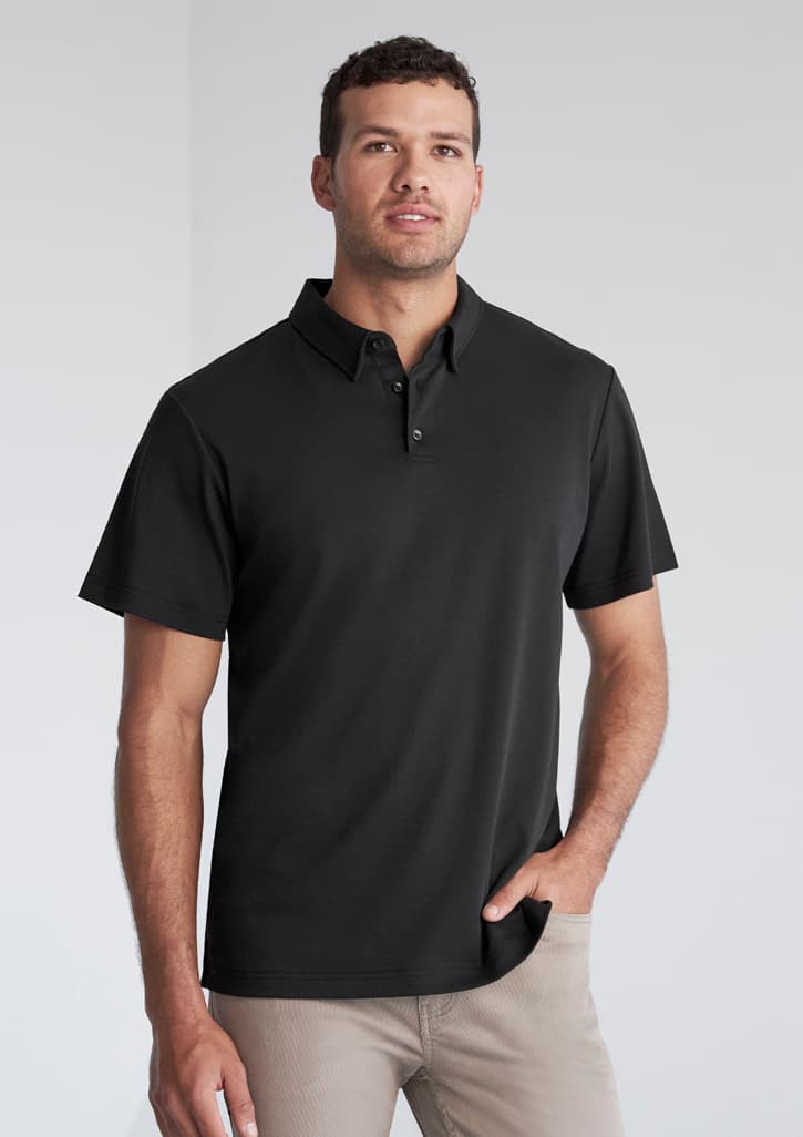 Lotus Mens Short Sleeve Polo — Black