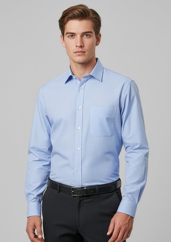 Euro Mens Long Sleeve Shirt — Blue