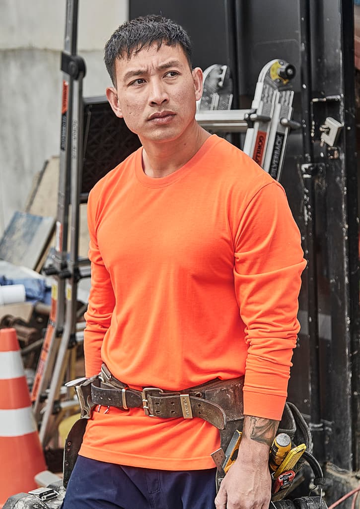 Mens Hi Vis Long Sleeve Tee — Orange